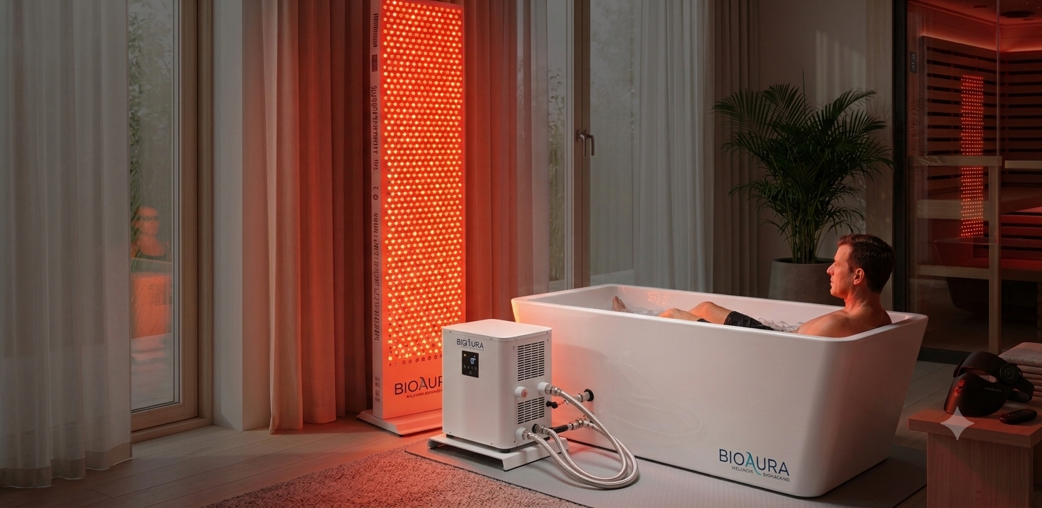 Modern home sauna with warm cedar lighting